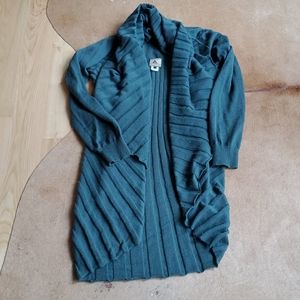 Teal Frida Alpaca Cardigan with Shawl Collar